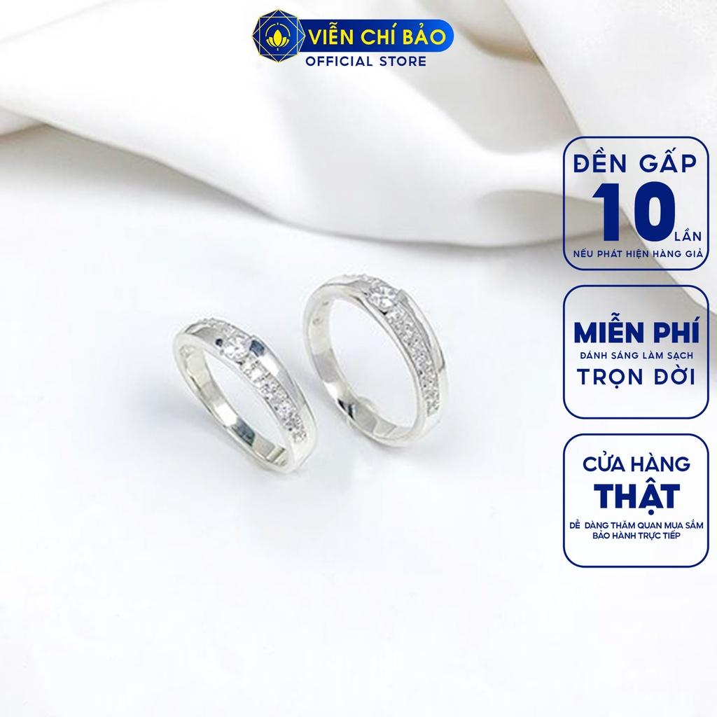 Nhẫn bạc đôi unisex Symmetry chất liệu bạc S925 thời trang phụ kiện trang sức nữ Viễn Chí Bảo N700424 + N700422