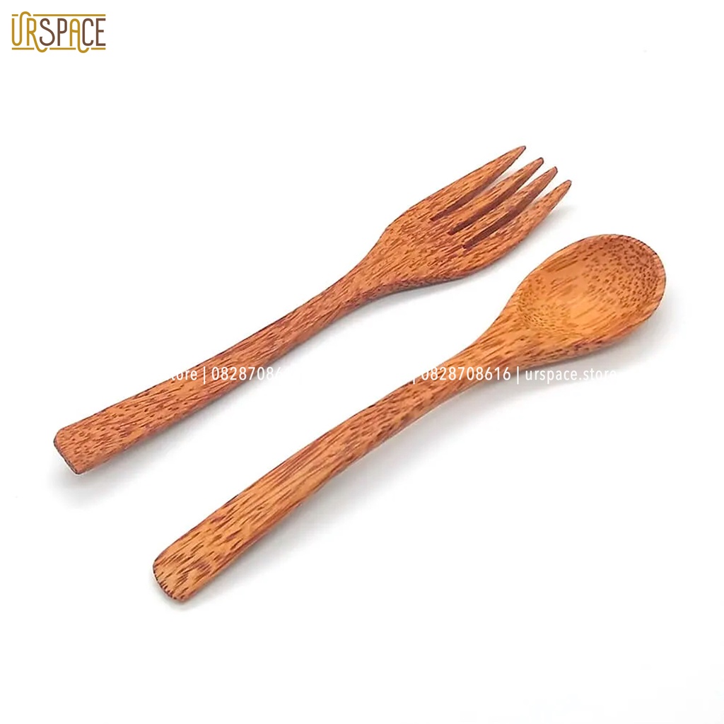 Chén dừa muỗng thìa gỗ dừa URSPACE trộn ngũ cốc salad