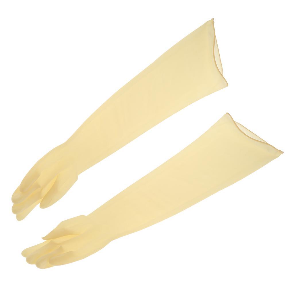 2x1 Pair 70cm Industrial Anti Acid Alkali Rubber Gloves Yellow 700x160x1.0mm