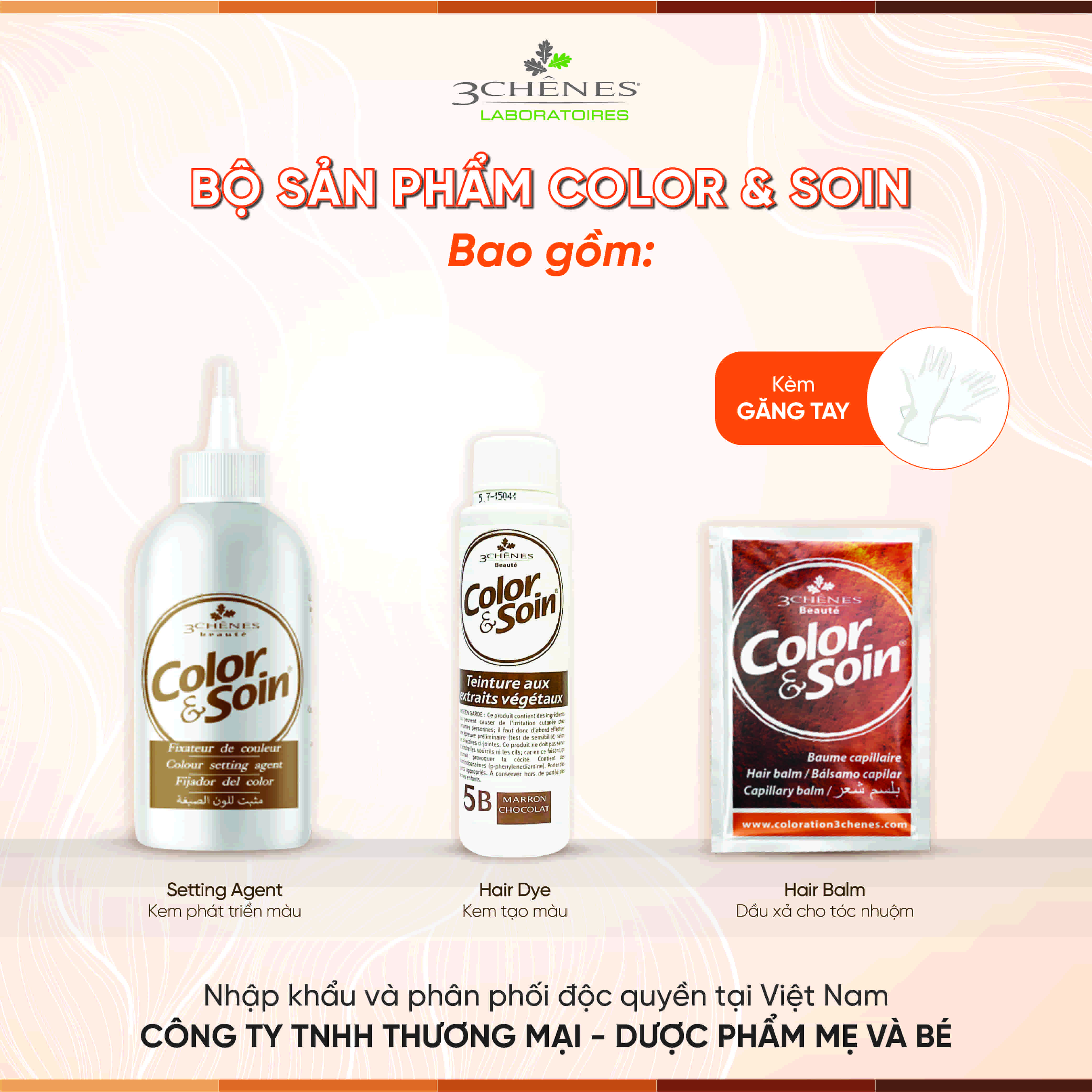 Thuốc Nhuộm Tóc Phủ Bạc 3 CHENES COLOR&SOIN CHOCOLATE BROWN 5B_MÀU NÂU SOCOLA _Thảo dược Tự nhiên, An toàn Không chứa Amoniac [Nhập khẩu Pháp]