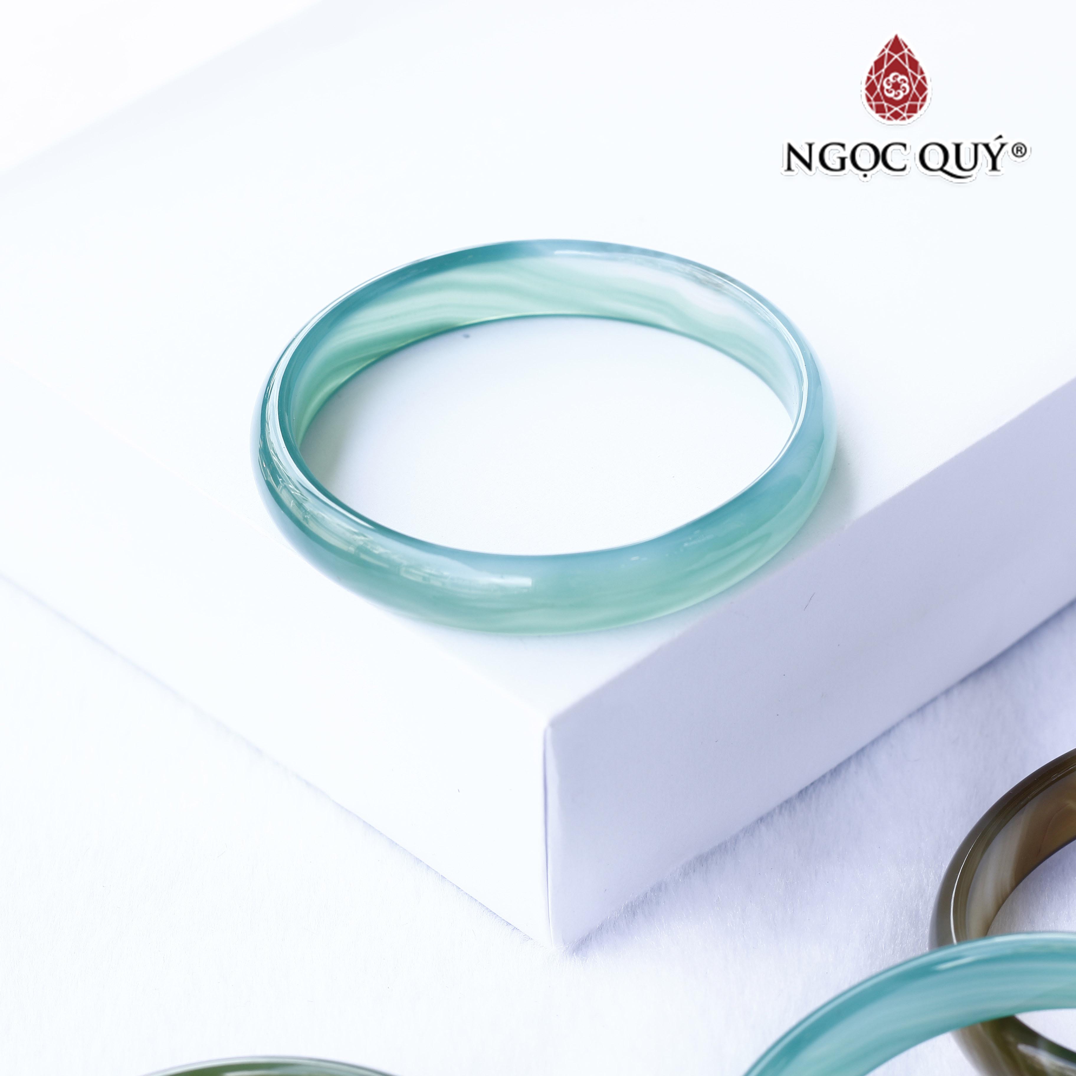 Vòng đá mã não xanh lá nhạt bản mỏng Ni56 - Ngọc Quý Gemstones