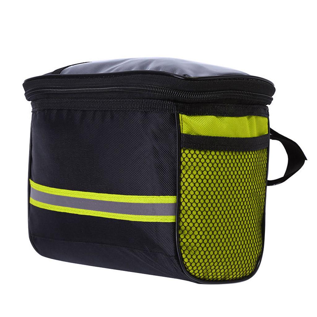 Bike Handlebar Bag Waterproof Bike Basket Bicycle Front Storage Bag with Reflective Strip