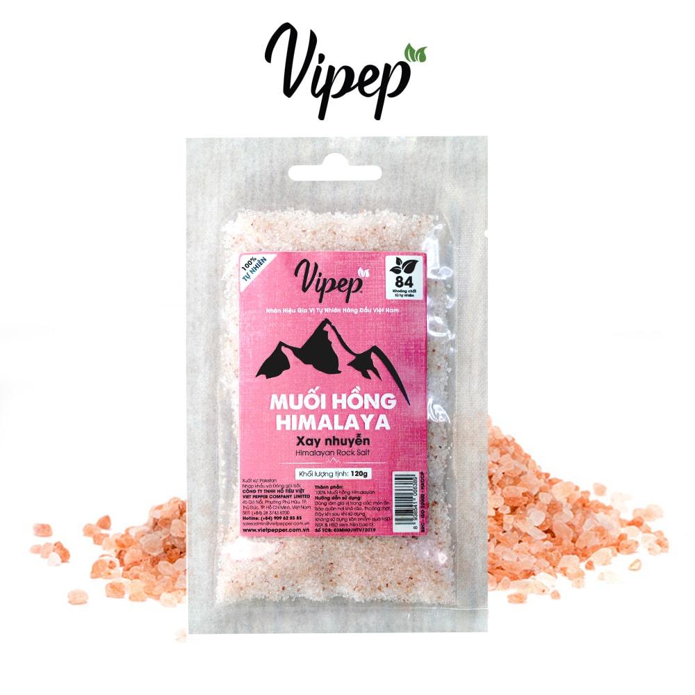 Muối hồng Himalaya xay nhuyễn 120g 100% Vipep, không chất tạo màu, gia vị tẩm ướp, nấu canh