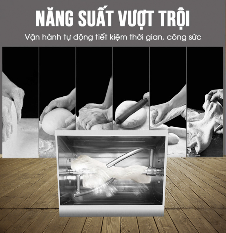 Máy trộn, đảo bột, thịt, cá, chà bông, thực phẩm công nghiệp đa năng 50L nằm ngang - Dễ sử dụng, năng suất cao