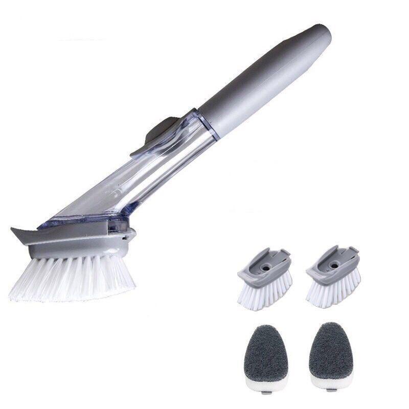 Cây cọ chà rửa xoong 2in1 có ngăn đựng chất tẩy rửa.