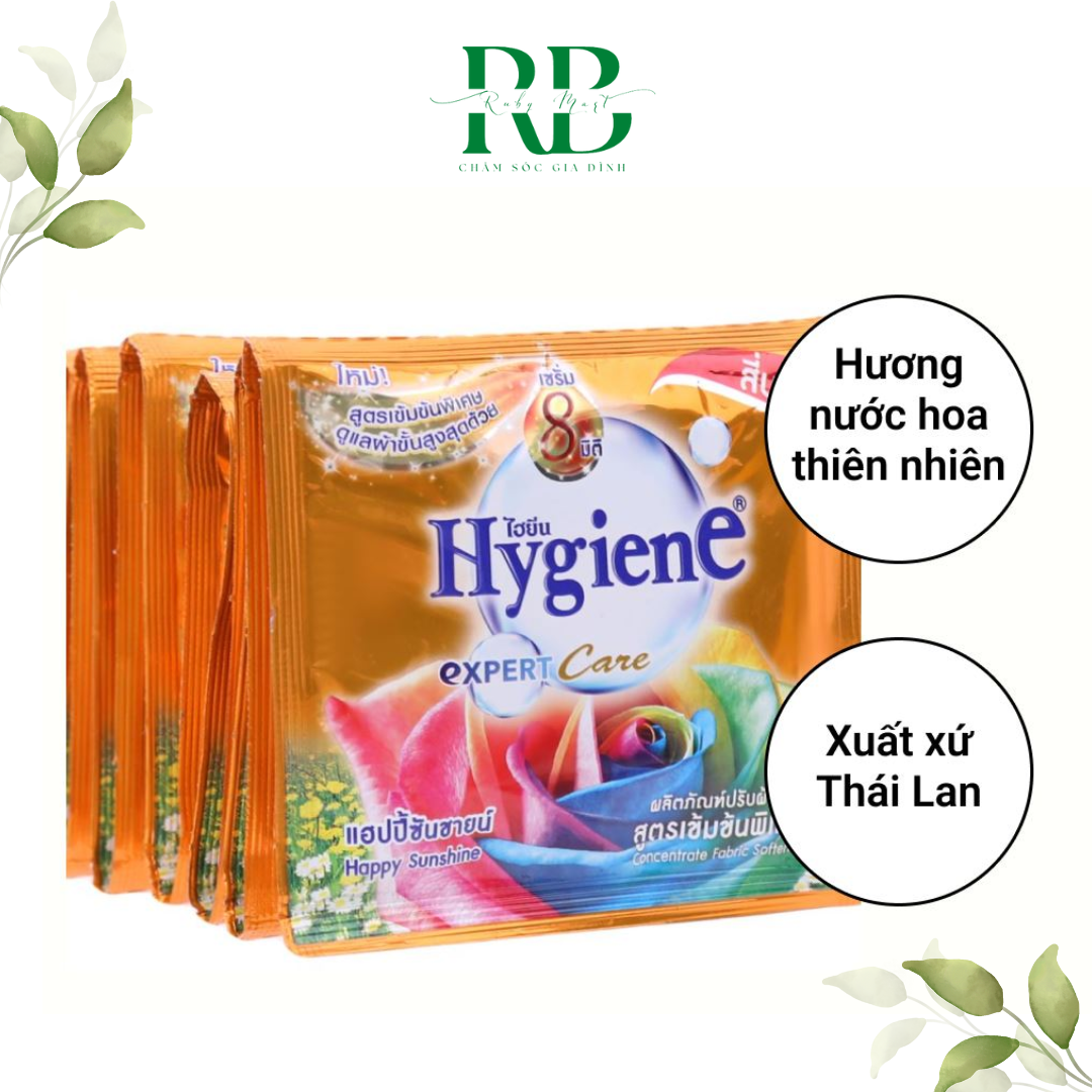 Nước Xả Vải Hygiene Thái Lan Đậm Đặc Thơm Lâu làm Mềm Vải Dùng Được Cho Quần Áo Trẻ Em Dây 12 Gói Được Chọn Màu