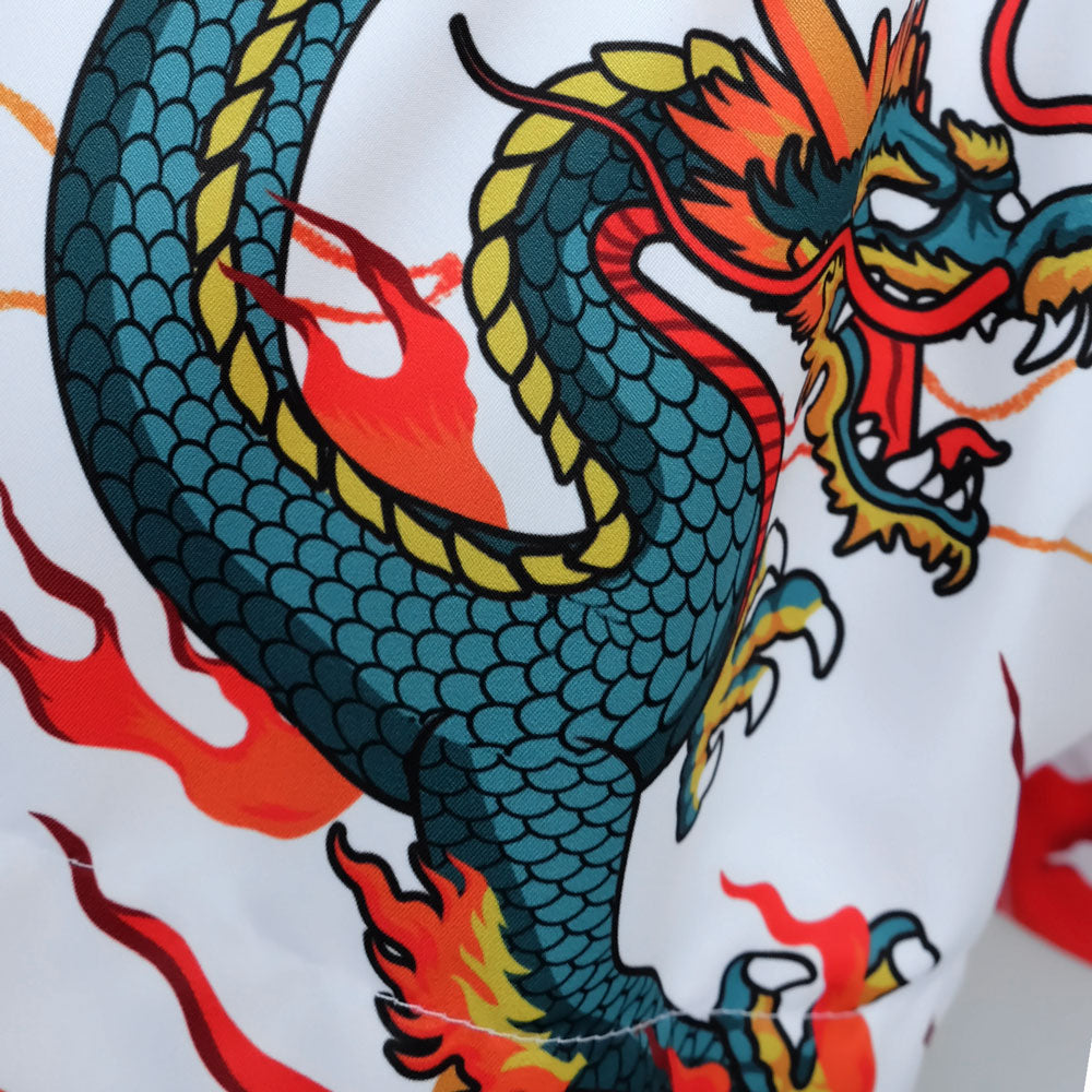 Quần TUFF Muay Thai White With Blue Dragon