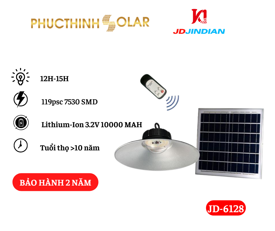 Đèn Trang Trí Năng Lượng Mặt Trời 80W JINDIAN JD-6128 Hàng Chính Hãng | Phúc Thịnh Solar