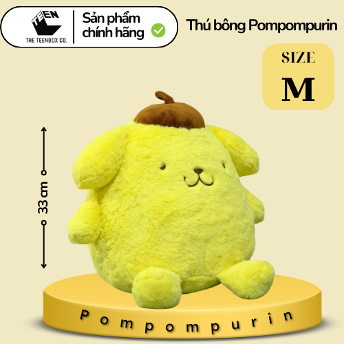 Thú bông Pompompurin M, Gấu Bông Sanrio Chính Hãng, Quà tặng đáng yêu, Sản phẩm chính hãng, Phân phối bởi Teenbox