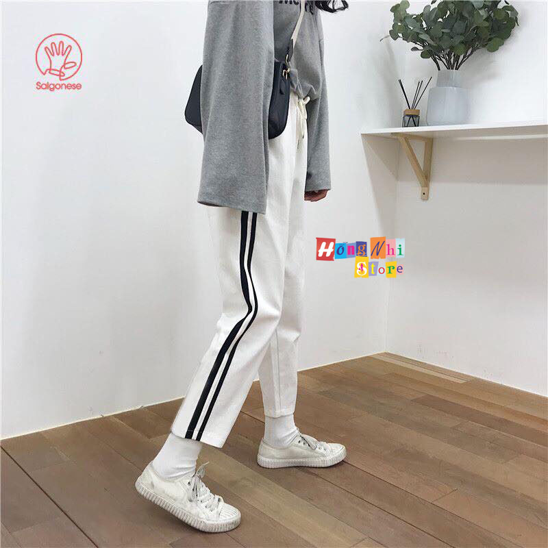 Quần Kaki 2 Sọc Màu Trắng - Quần Kaki 2 Line Pants Unisex White - MM