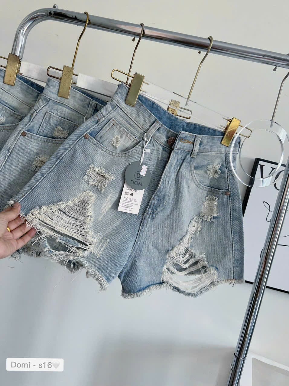 Quần short jean nữ rách lưng cao bền đẹp dễ phối đồ BN - S16