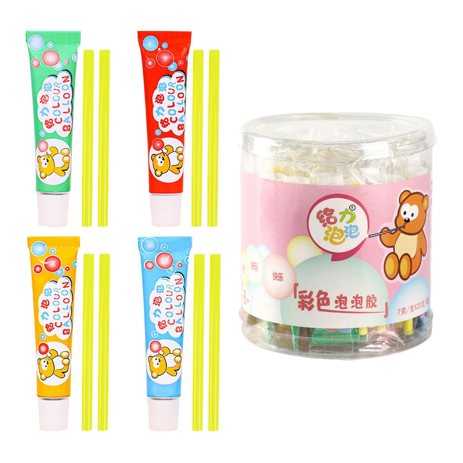 20 Pieces Blow Bubbles Balloons Educational Sensory Toy DIY Crafting with Straws Funny for Children Adults Boys Girls Gift Home Game