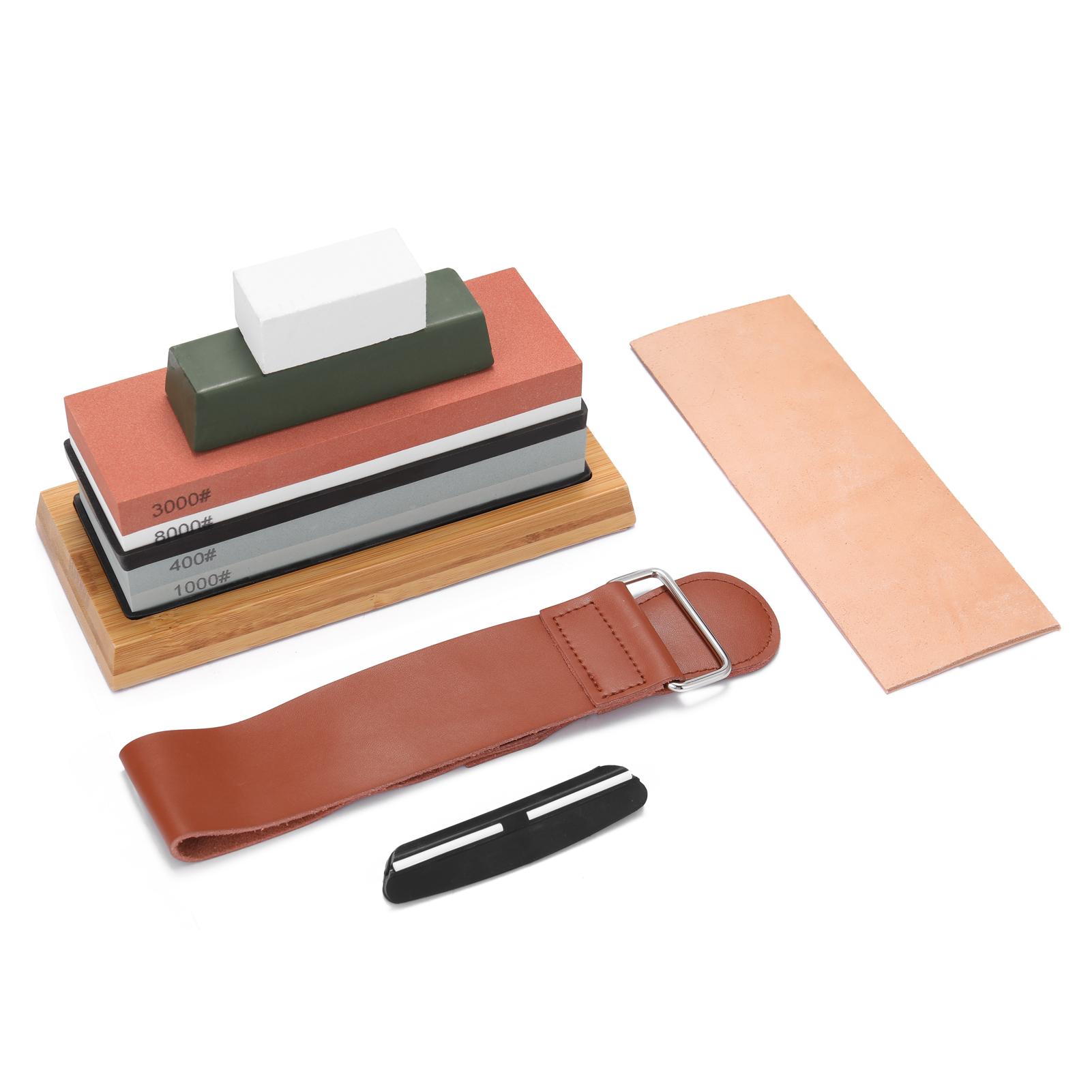 400#/1000# 3000#/8000# Premium Whetstone Cut Sharpening Stone Set Sharpener for All Blade Non Slip Base Cutter Sharpener