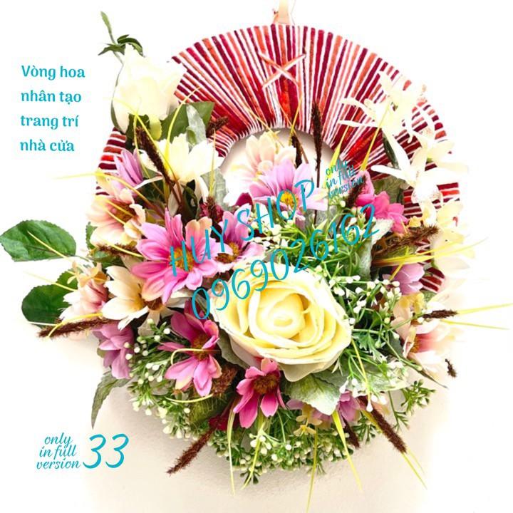 VÒNG HOA NHÂN TẠO TRANG TRÍ TREO TƯỜNG 28CM 33-39