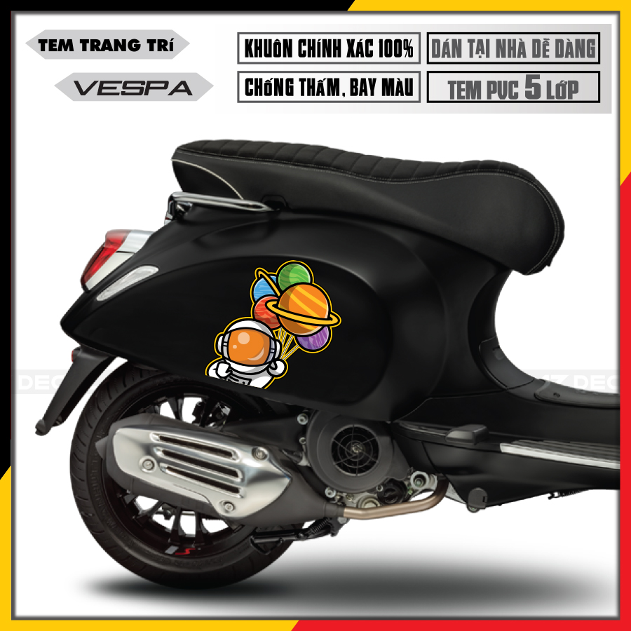 Tem Vespa Phi Hành Gia Bóng Bay | VP29 | Decal Cho Xe Vespa Sprint/Primavera/GTS/LX