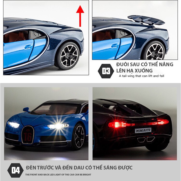 Mô hình xe ô tô Bugatti Chiron tỉ lệ 1:32