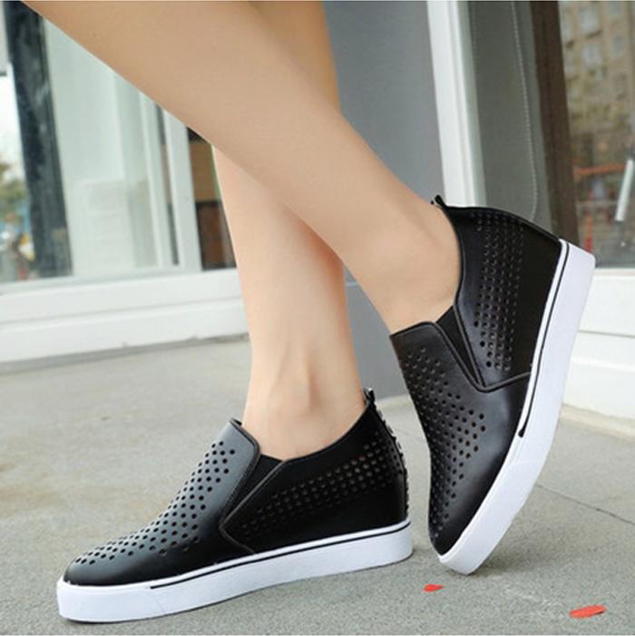 Giày Sneaker Nữ Độn Đế 6cm Lỗ Thoáng Mã H36