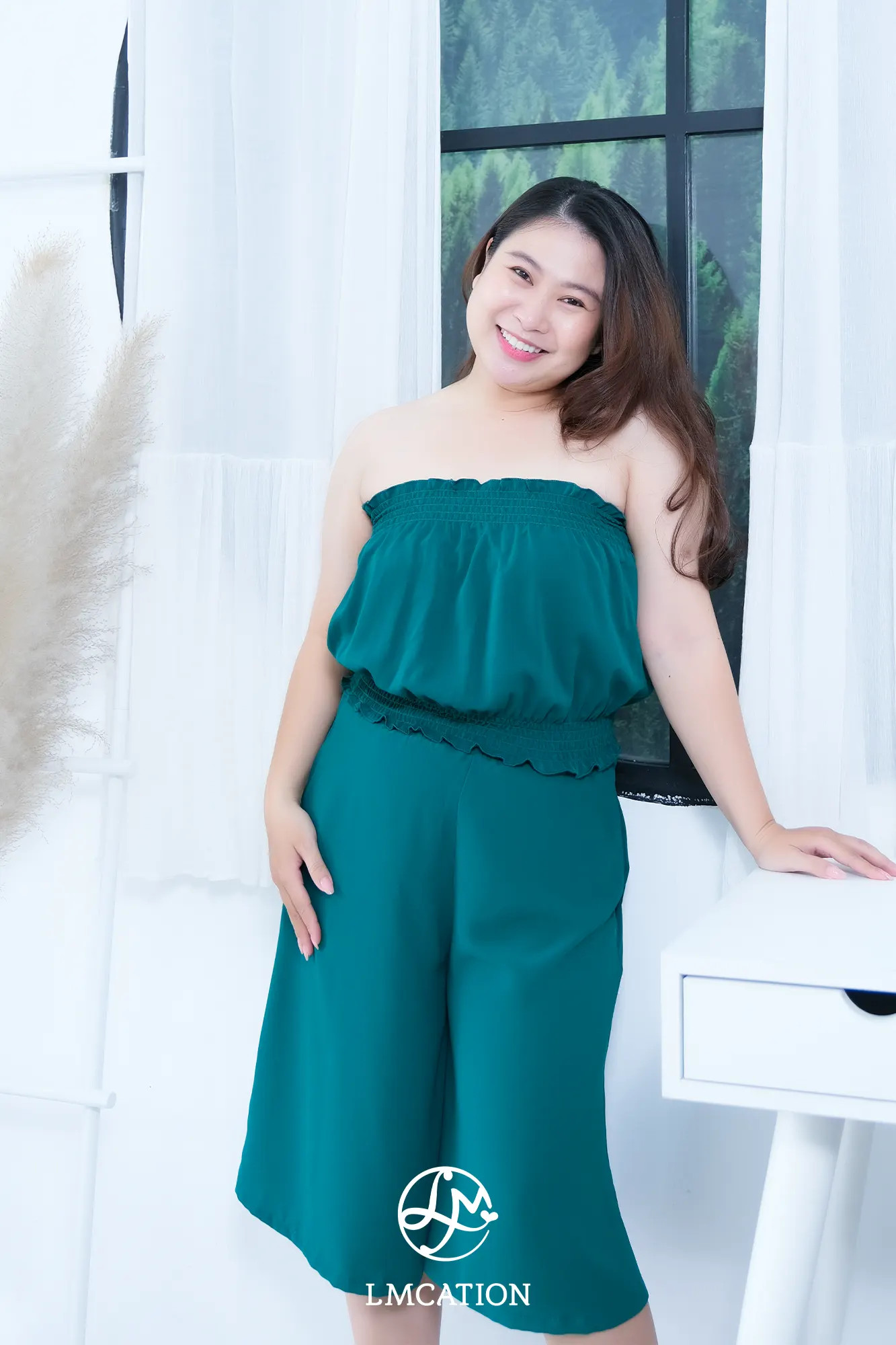Đồ Bộ Mặc Nhà LMcation - Áo ống Carol &amp; Quần váy lửng Vera - Xanh lá cây