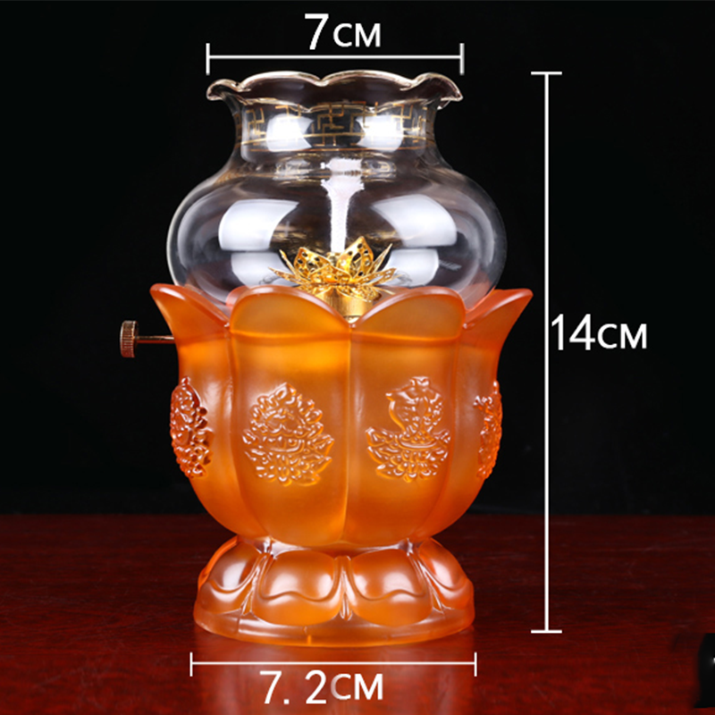 Đèn Dầu Thờ Cúng Thuỷ Tinh Cao Cấp, Đèn Dầu Hoa Sen Để Ban Thờ, Đèn Thờ Cúng Tổ Tiên