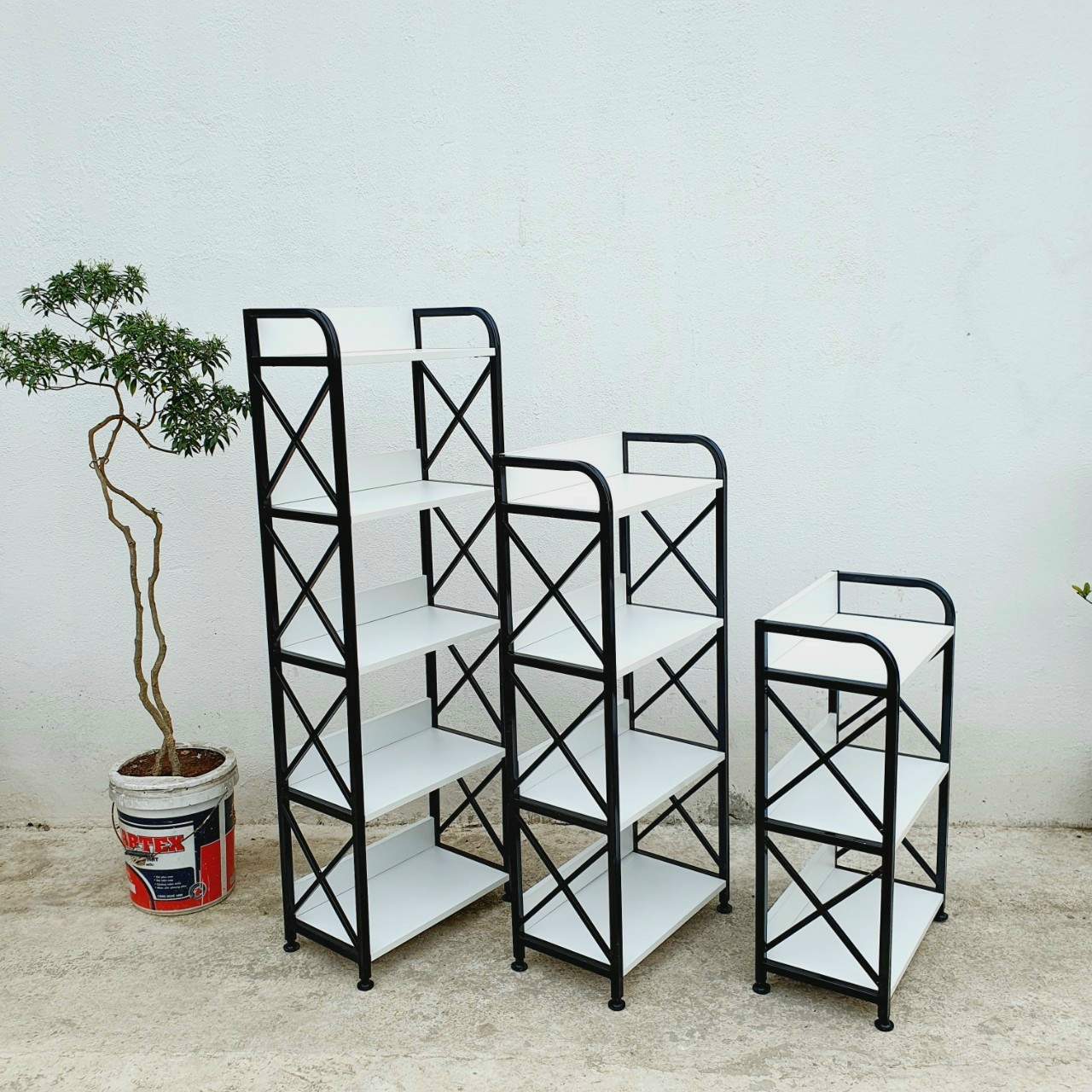 Kệ đa năng rộng 50cm, khung sắt mặt gỗ để được nhiều đồ