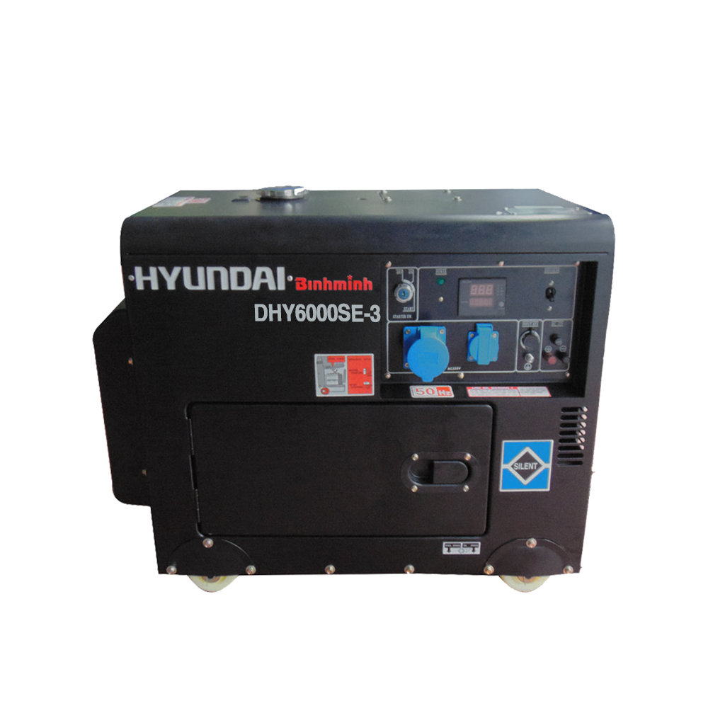 Máy Phát Điện Hyundai Chạy Dầu 3 pha 7.5KVA ( Vỏ chống ồn + Đề nổ)