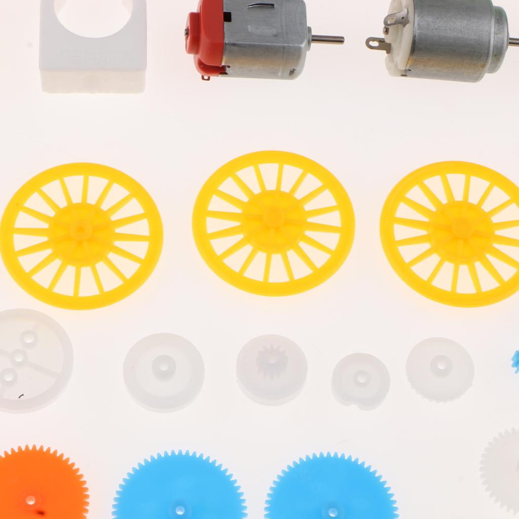 Plastic Motor Gears Kit Pulley Belt Shaft Sets DIY Robot Accessories