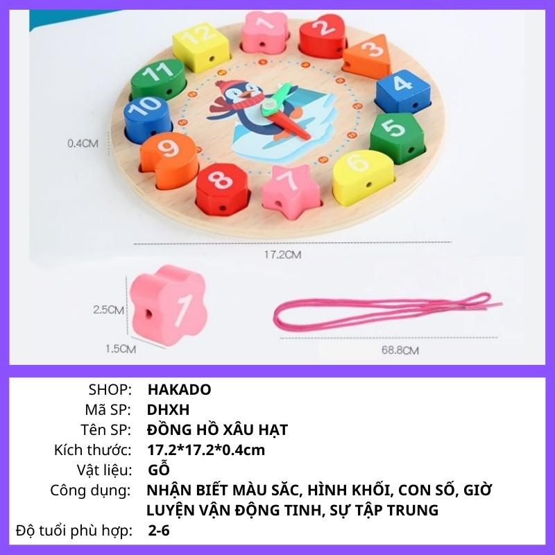 Đồ chơi gỗ đồng hồ xâu hạt phát triển kỹ năng cho bé