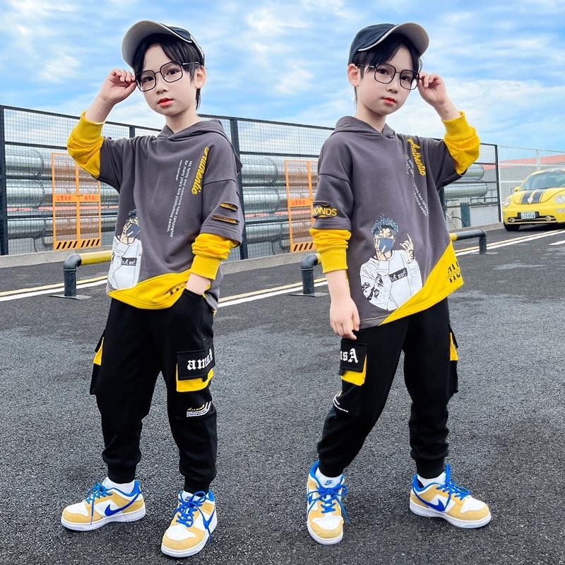 BỘ ĐỒ NỈ BÉ TRAI 15-30KG ESTUDIO HIPHOP COOL NGẦU