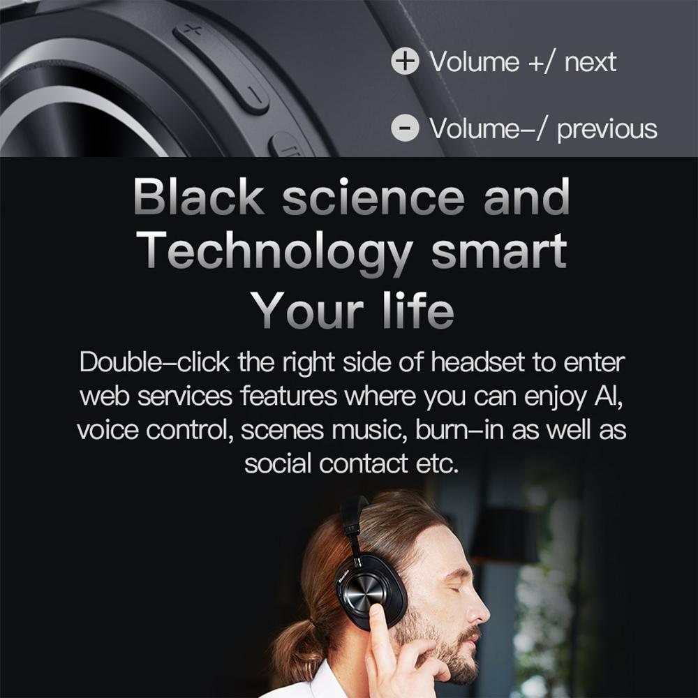 Tai nghe Bluetooth Bluedio T7 Plus ANC không dây chống ồn chủ động cho điện thoại Hỗ trợ thẻ nhớ Bước