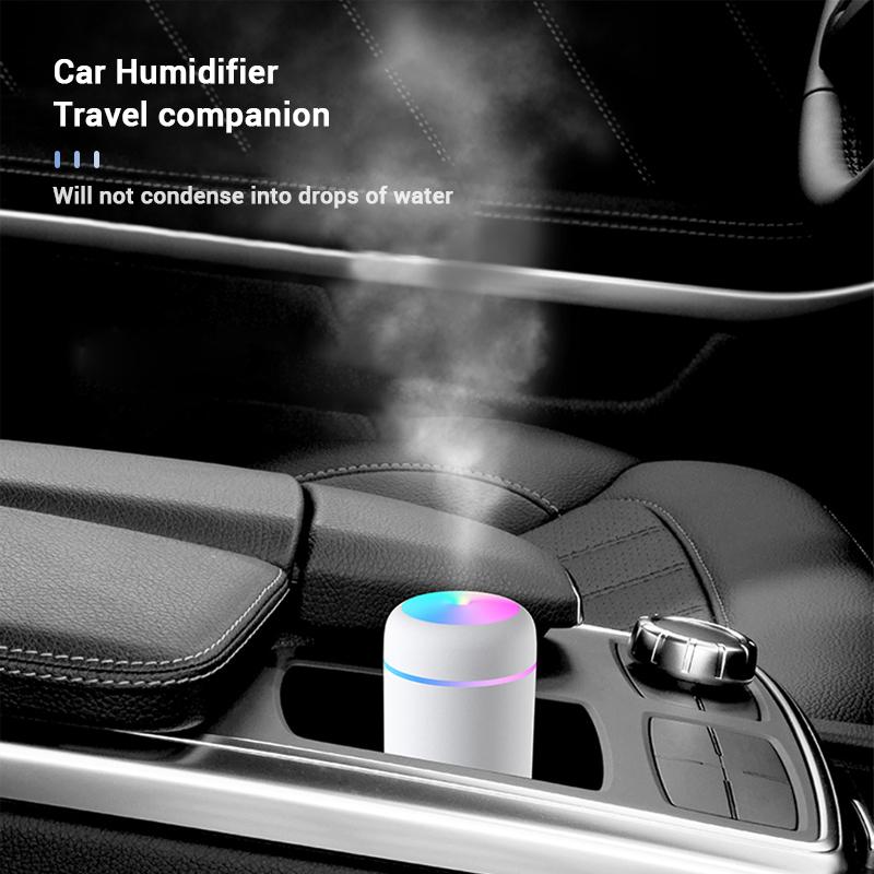 USB Máy Tạo Độ Ẩm Phun Sương Với Khí Quyển Light 300ML Làm Thơm Phòng Máy Khuếch Tán Tinh Dầu Tắt Tiếng Xe/Nhà/Văn Phòng Mini thoáng Mát Sương Máy Phun Sương Tạo Độ Ẩm