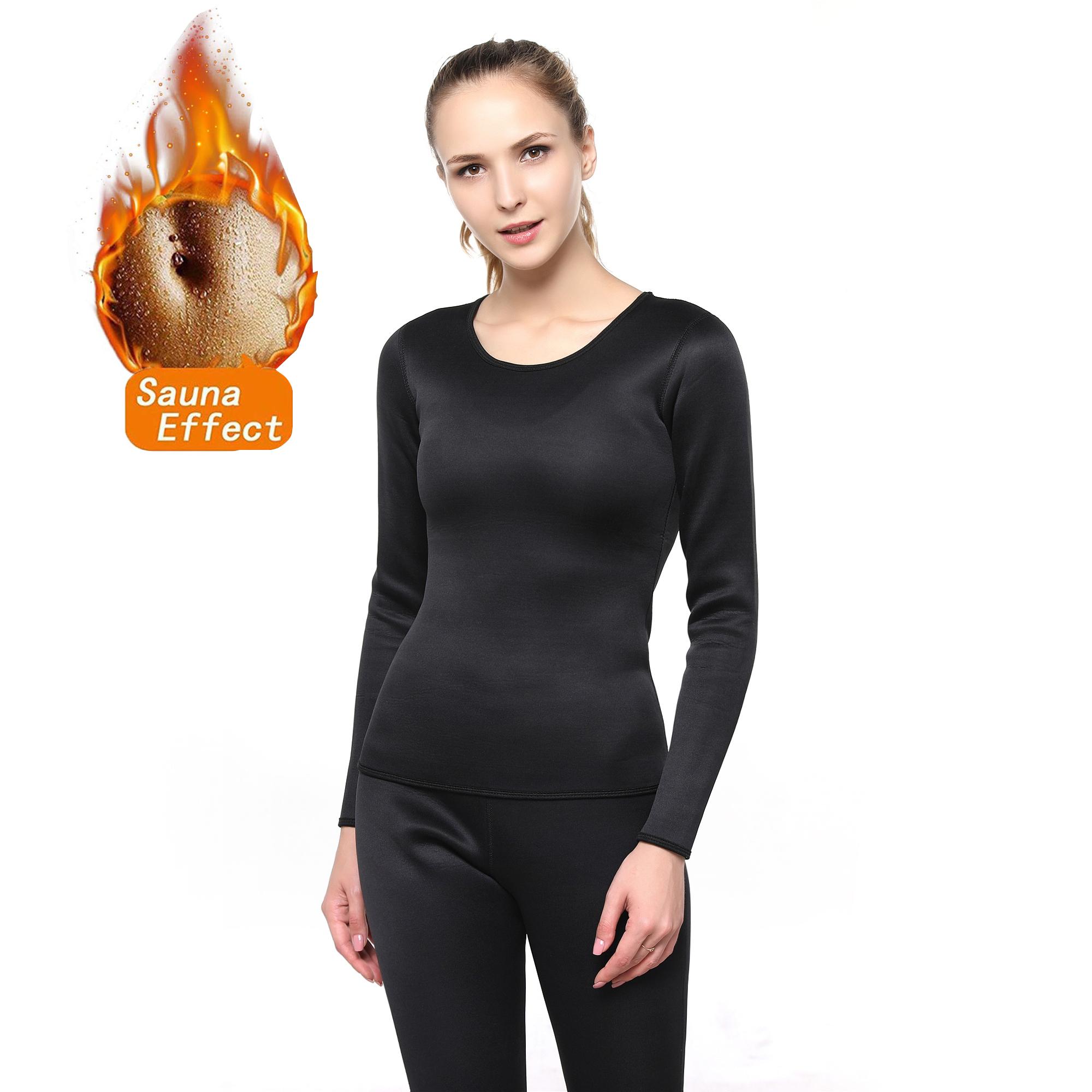 2022 Phụ Nữ Quần Lót Sinh Nhiệt Áo Neoprene Áo Sơ Mi Nhiệt Shapers Mùa Đông Quần Áo Ấm Tee Mồ Hôi Xông Hơi Áo Sơ Mi Quần Lót Không Đường May Thân Mật