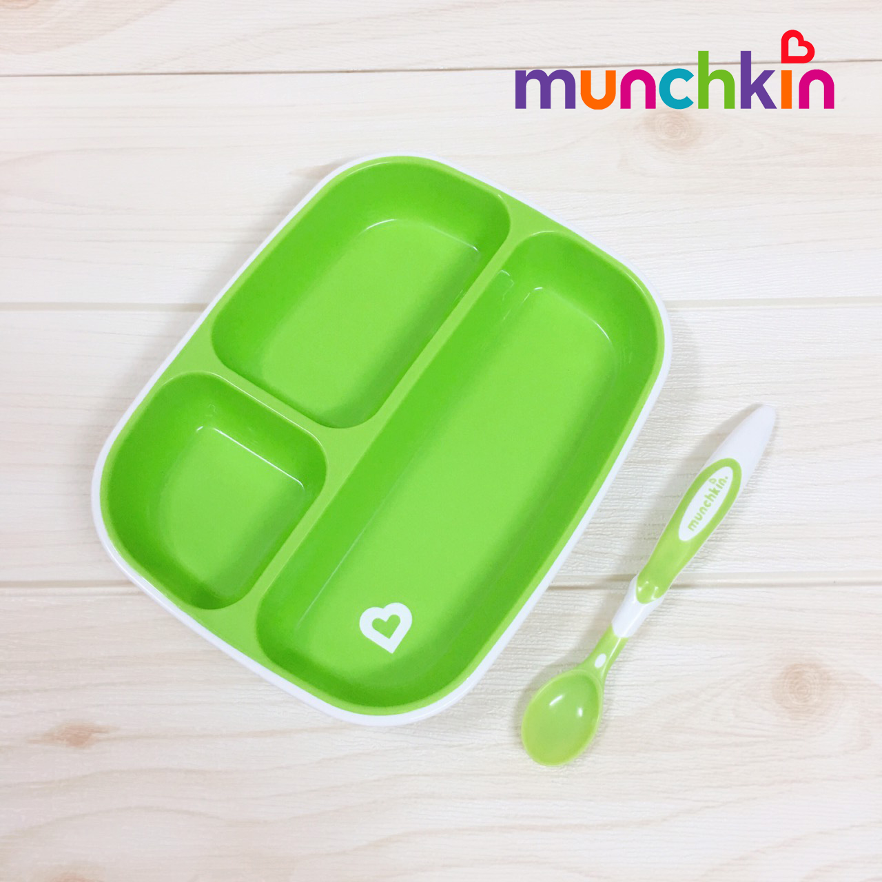 Combo Đĩa Chia Ngăn Kèm Thìa Mềm Munchkin