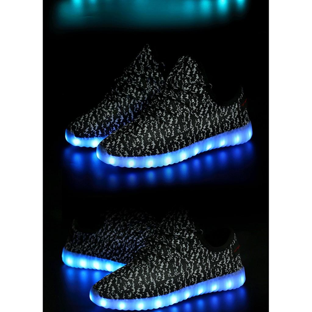 Giày phát sáng màu đen sần phát sáng 7 màu 11 chế độ đèn led phong cách Hàn Quốc (ảnh thật video thật