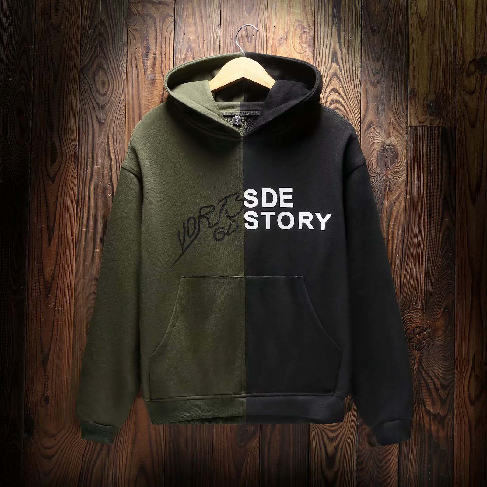 Áo hoodie màu bất đối xứng story Mã: NT2122 - XANH LÁ