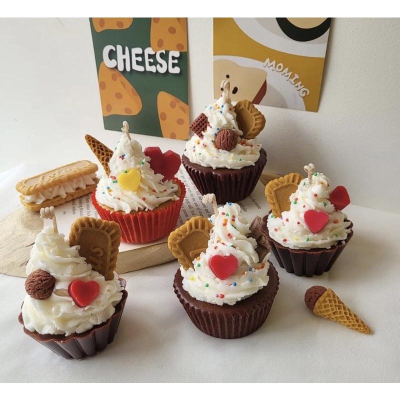 Nến Thơm Tạo Hình Cupcake Sô-cô-la Mix Topping Không Khói, Phụ Kiện Decor - Dory Lab