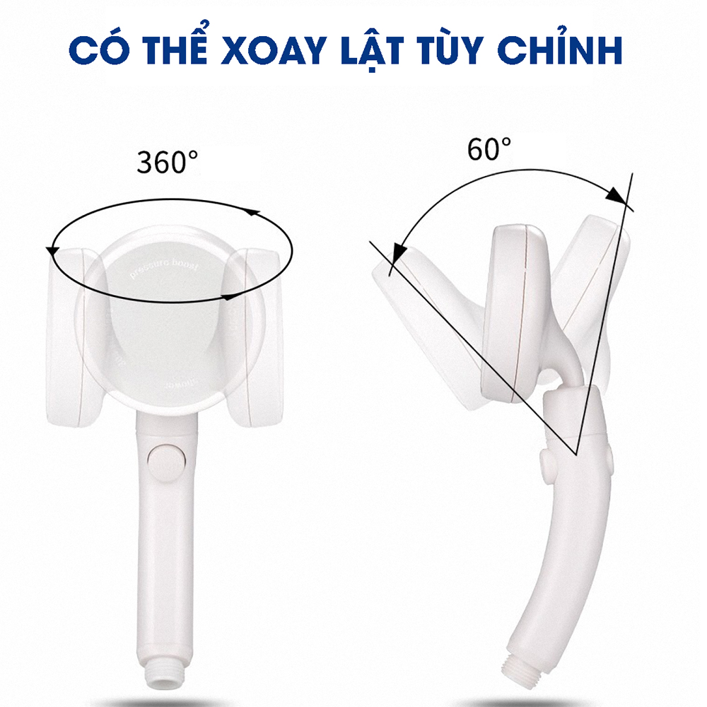 Vòi nước hoa sen áp lực Nhật bản, tiết kiệm nước, gật gù, cổ xoay 360 độ, có nút tắt mở Stop trên thân vòi tiện lợi Mihoco 122