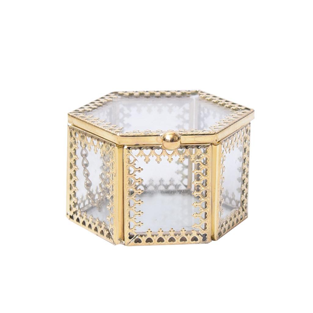 Clear Glass Jewelry Keepsake Box Ring Box Decorative Trinkets Box Hinged Lid