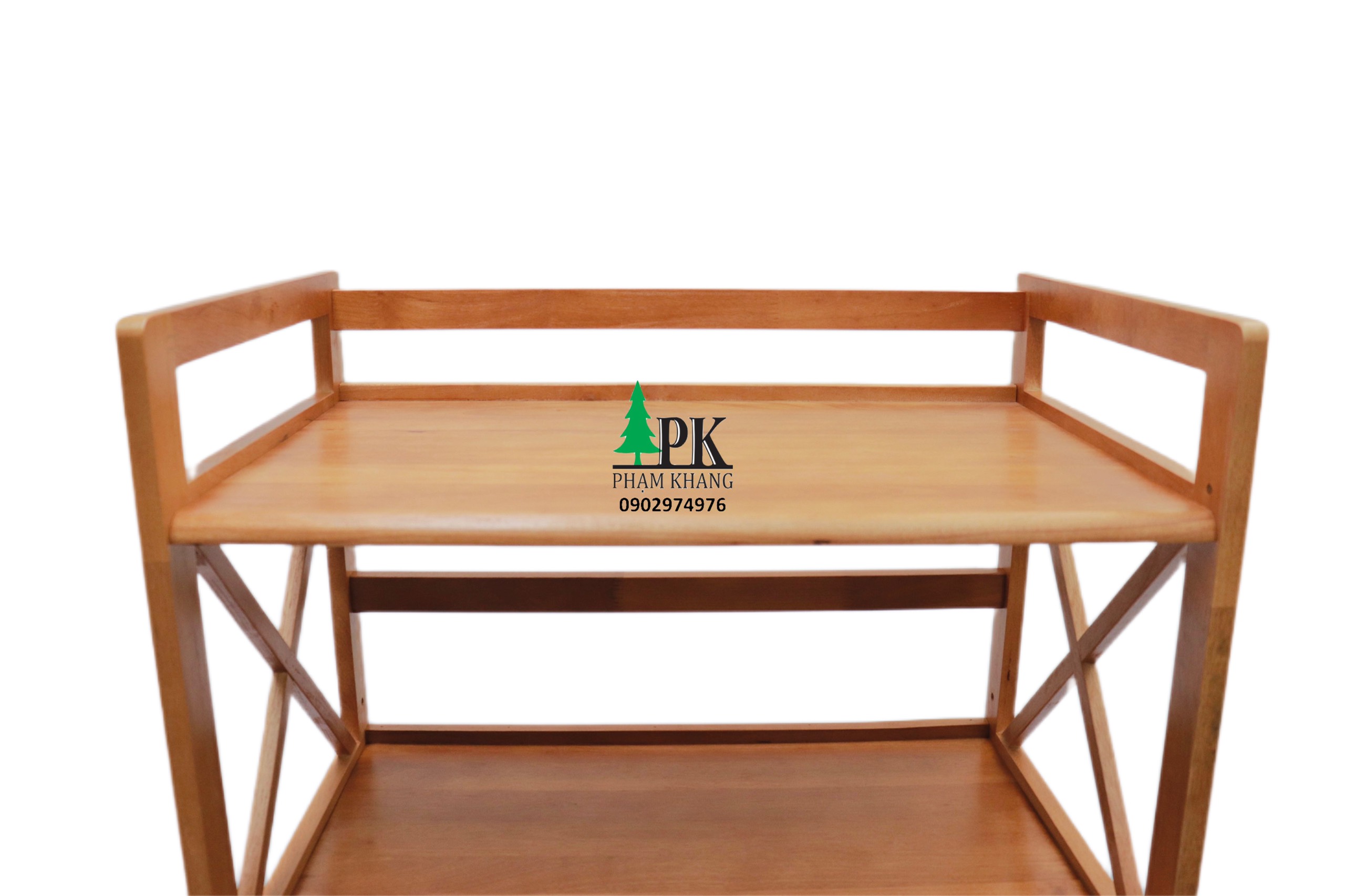 Kệ gỗ lò vi sóng 3 tầng/ 4 tầng/ 5 tầng Phạm Khang - Gỗ cao su màu Gỗ Tự Nhiên/ Vàng Cherry - Kích thước rộng 62 cm