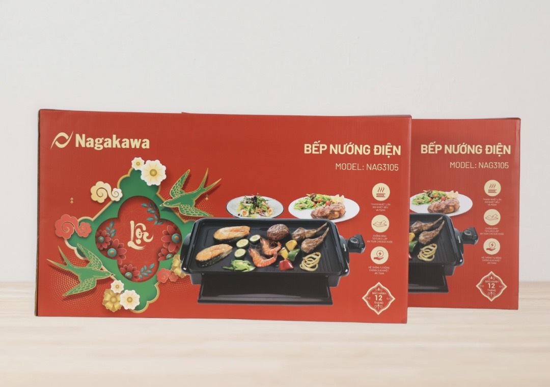 [HỘP QUÀ TẾT] Bếp nướng điện Nagakawa NAG3105 (2000W) - Bảo hành 1 năm - Hàng chính hãng