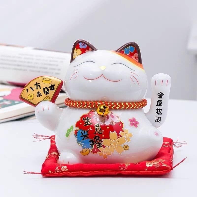 Mèo Thần Tài Vẫy Tay May Mắn cao 14cm