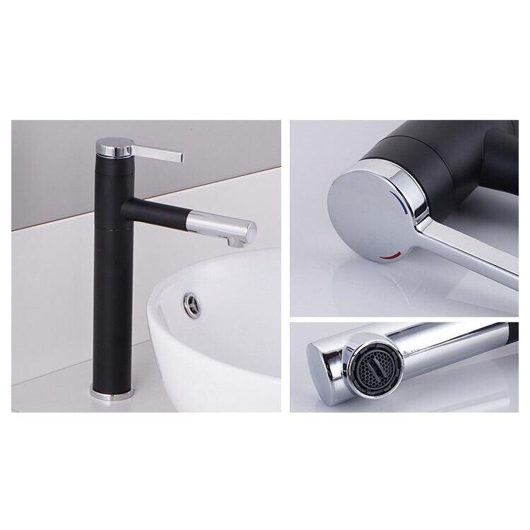 Vòi Lavabo NÓNG LẠNH TĨNH ĐIỆN TRẮNG ĐEN