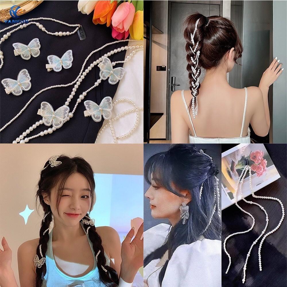 Dây bện cài tóc ngọc trai giả phối bướm ngọt ngào Tatitava