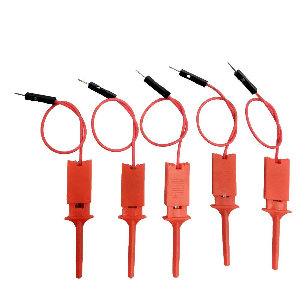 5 Mini Đầu Dò Thử Móc Kẹp Logic Analyser Thử Nghiệm Tiểu Ly Dòng Đỏ