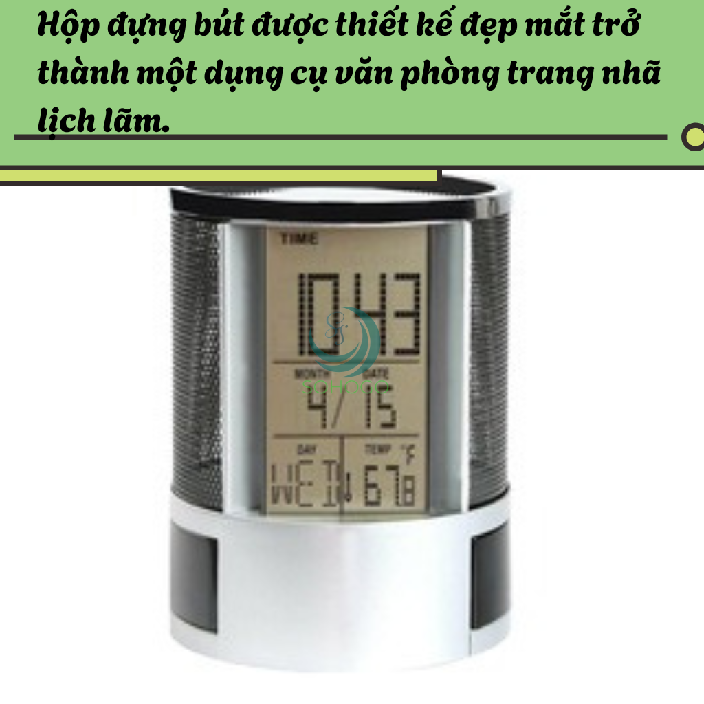 HỘP CẮM BÚT ĐA NĂNG KÈM ĐỒNG HỒ ĐIỆN TỬ HỘP BÚT ĐA NĂNG 3 TRONG 1 – ĐỒNG HỒ, LỊCH &amp; NGĂN ĐỰNG TIỆN LỢI