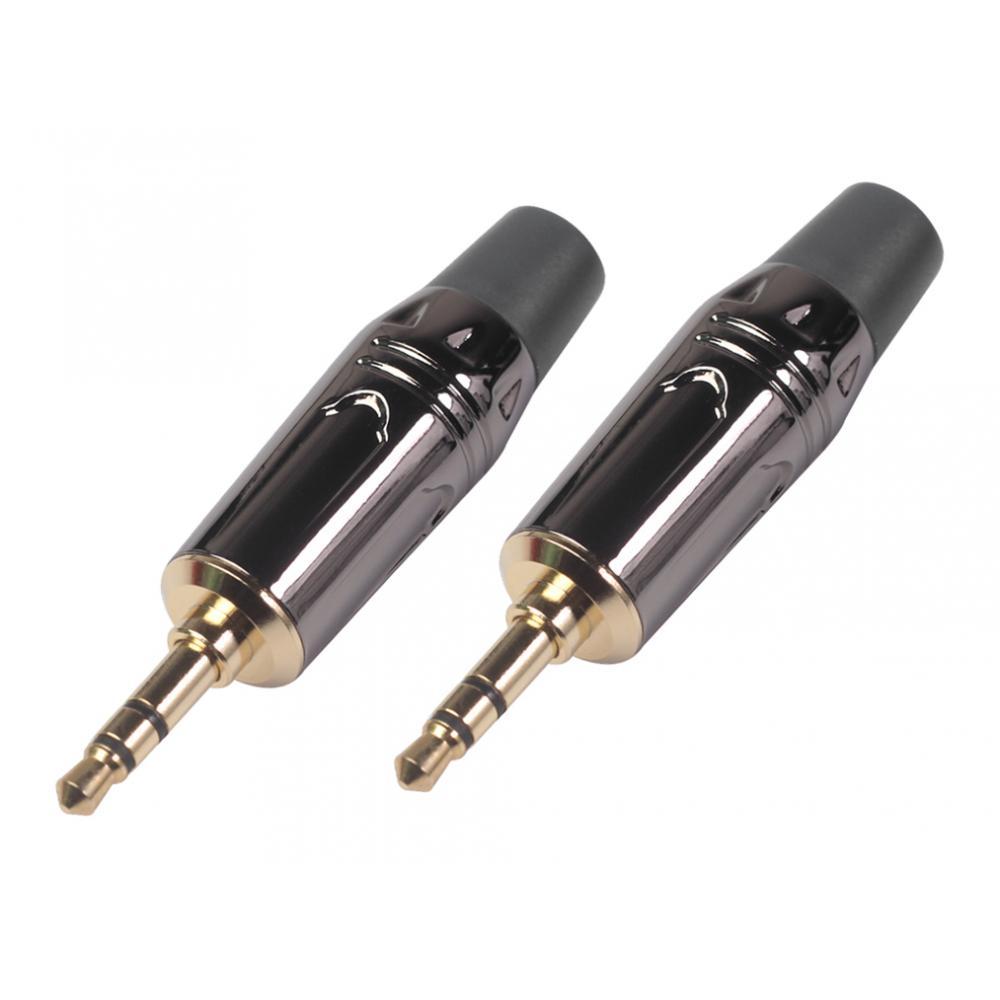 2 Cái 3.5 Mm Stereo Jack Nam Cắm Mạ Tai Nghe Có Âm Thanh Đen
