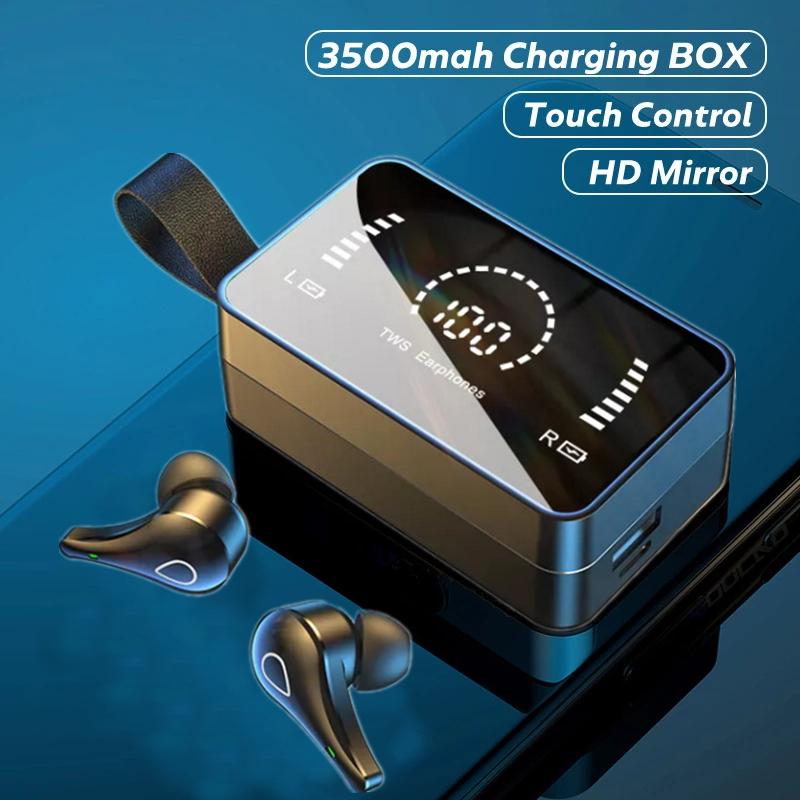 TWS Không Dây Bluetooth Tai Nghe HD Gương Màn Hình Màn Hình Hiển Thị LED Tai Nghe Nhét Tai 9D HIFI Stereo Tai Nghe Nhét Tai Tai Nghe Với 3500MAh Sạc Hộp