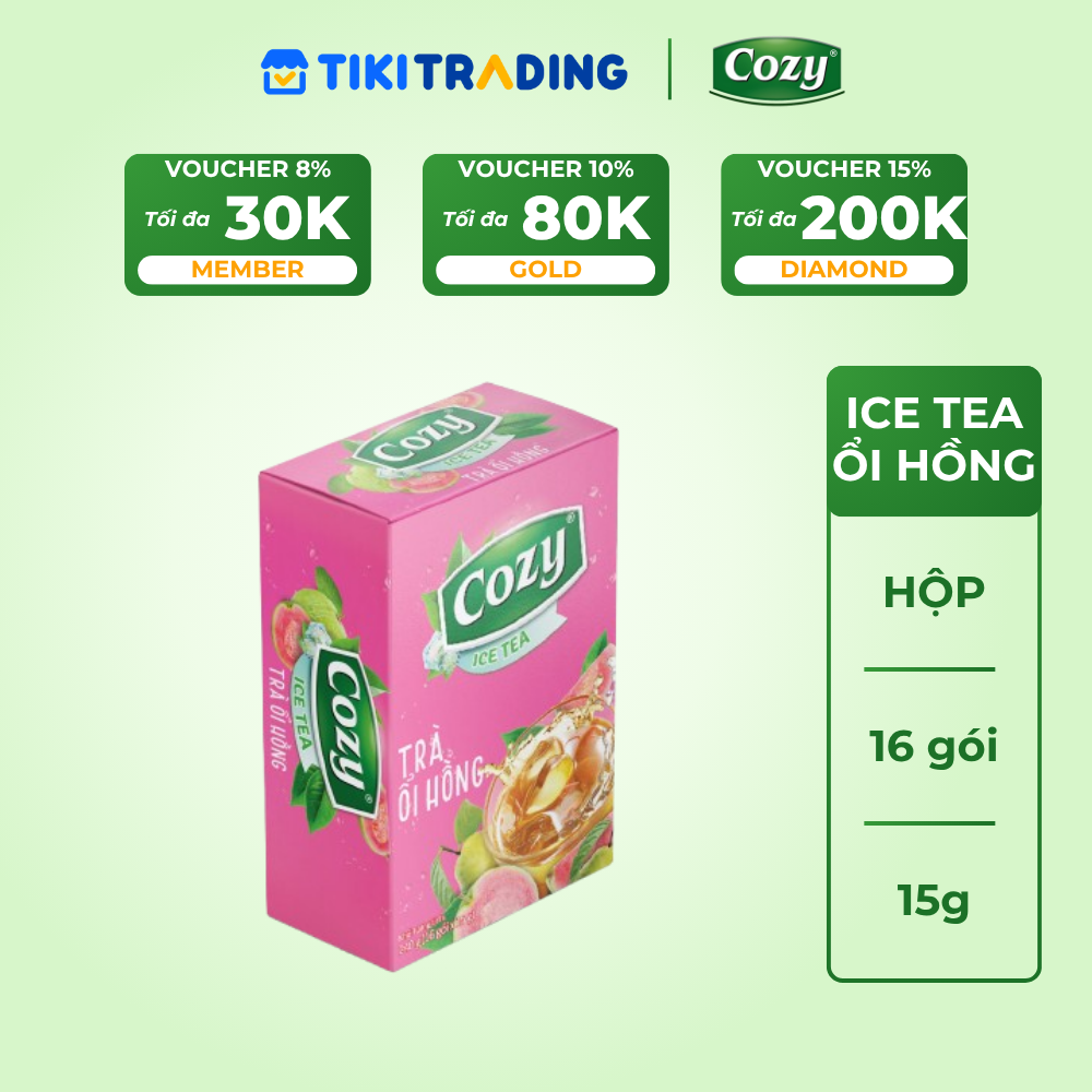 Cozy Icetea Ổi hồng 16 gói x 15g Hộp