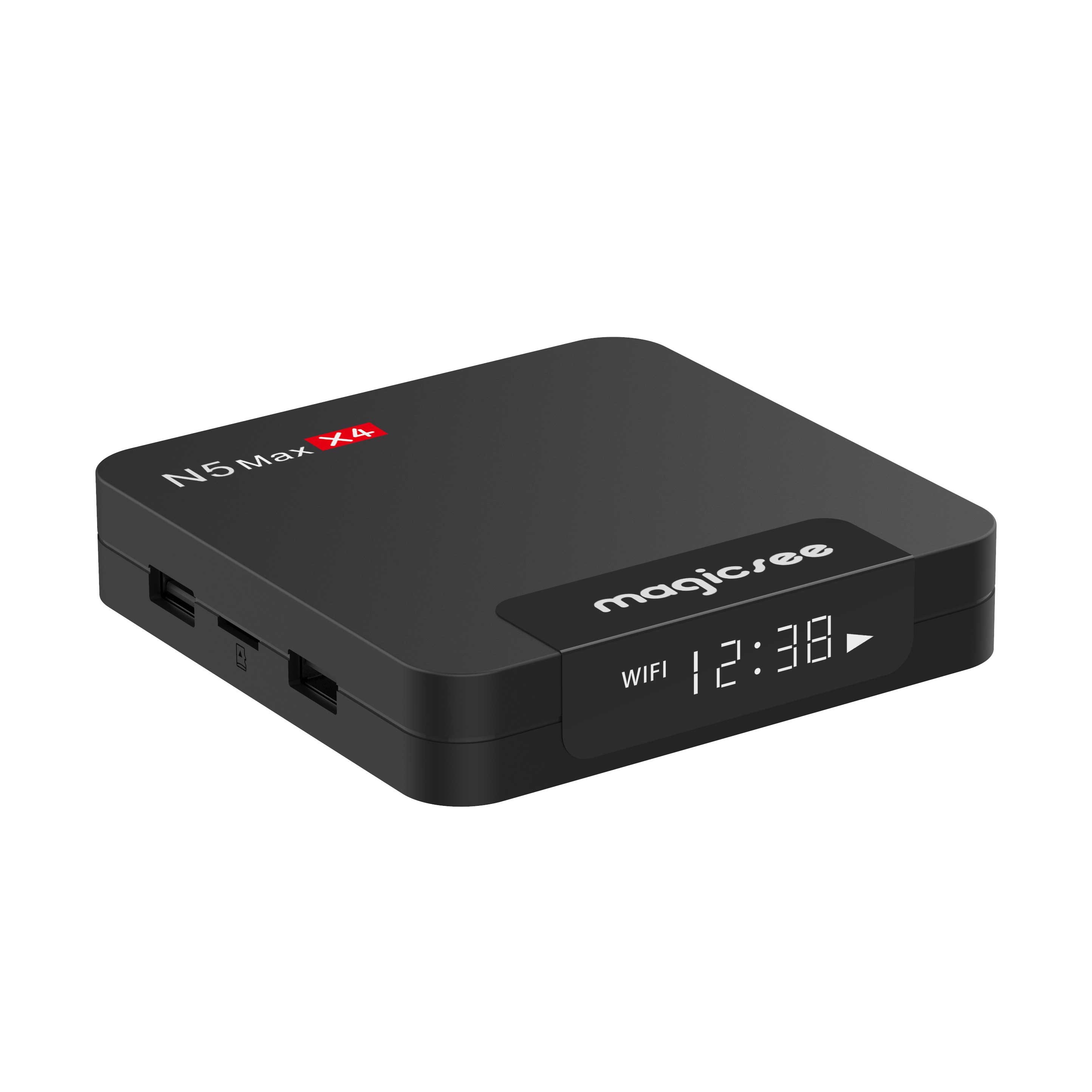 Android tivi box MAGICSEE N5 MAX X4 Ram 4G Android 11, S905X4, wifi 2 băng tần, bluetooth cài sẵn phim HD, truyền hình cáp miễn phí vĩnh viễn - Hàng nhập khẩu