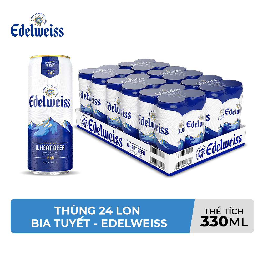 Thùng 24 lon Bia Tuyết - Edelweiss 330ml/lon