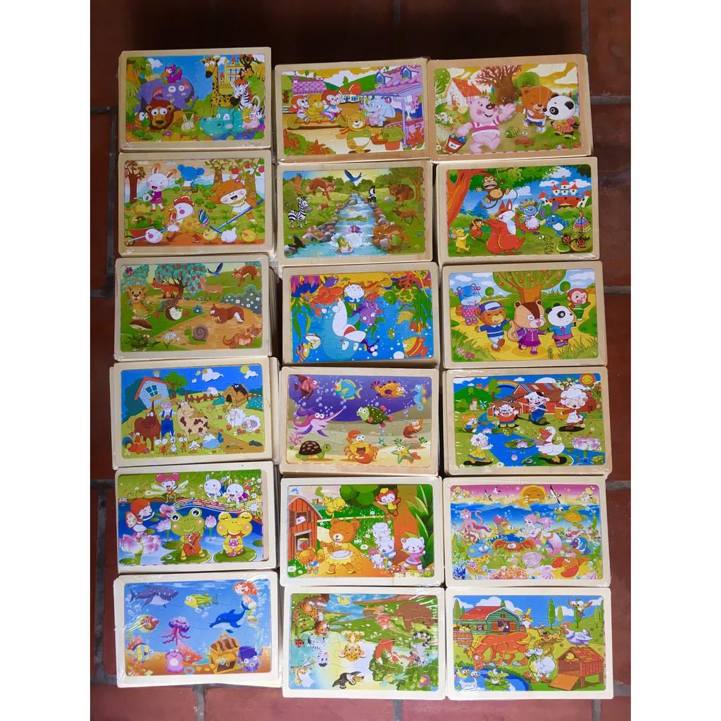 Đồ chơi xếp hình gỗ Puzzle,Combo bộ 5 xếp hình gỗ Puzzle 24 miếng ghép